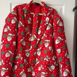 Vibrant Red Santa Claus Blazer